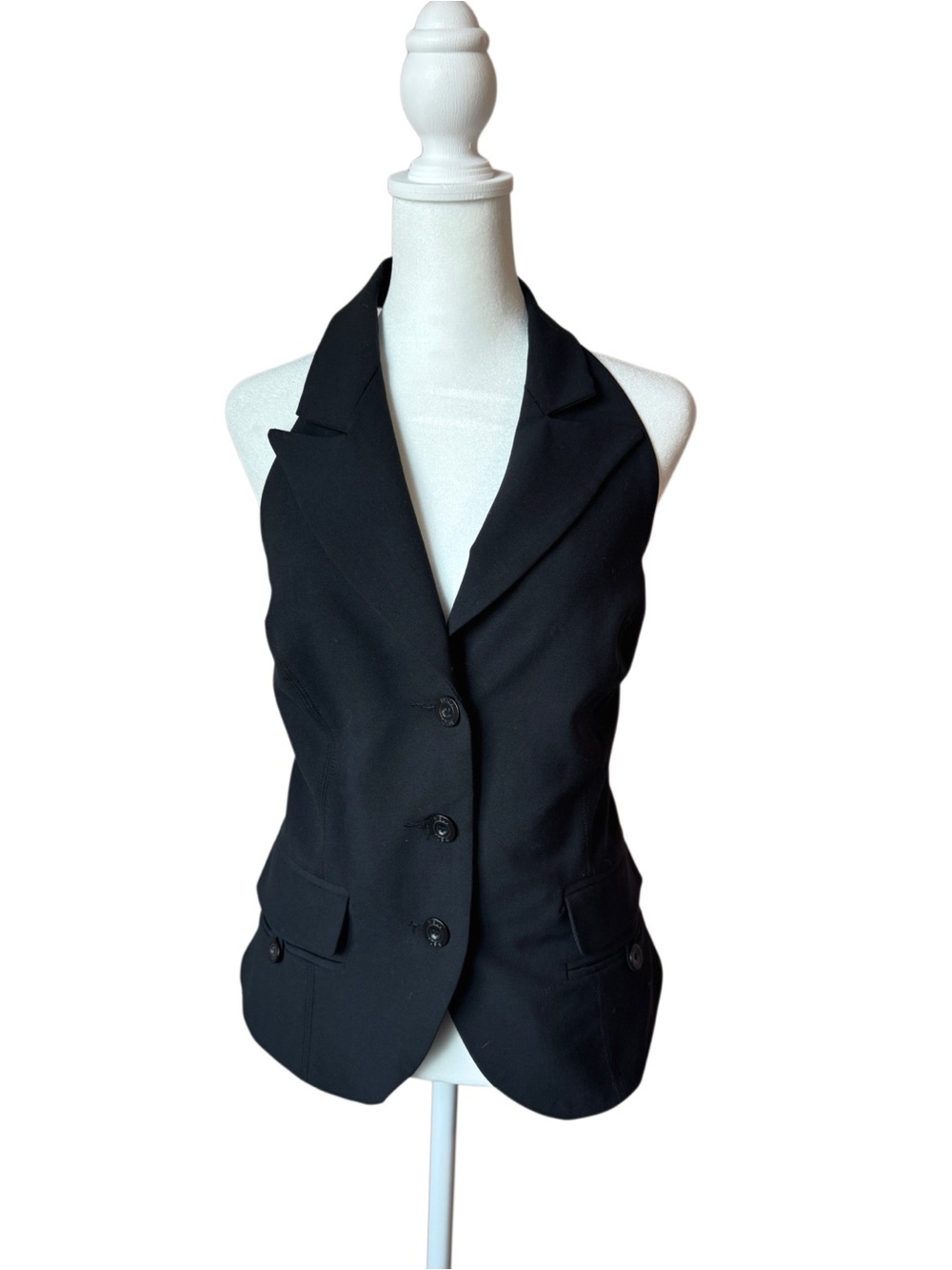 NWOT Bisou Bisou Black Lace-Up Back Tailored Vest plus size 18